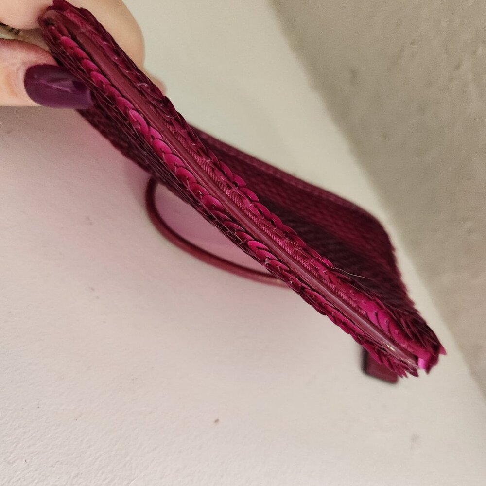 Like New Coach Poppy Pink Sequined Wristlet - Picture 3 of 8